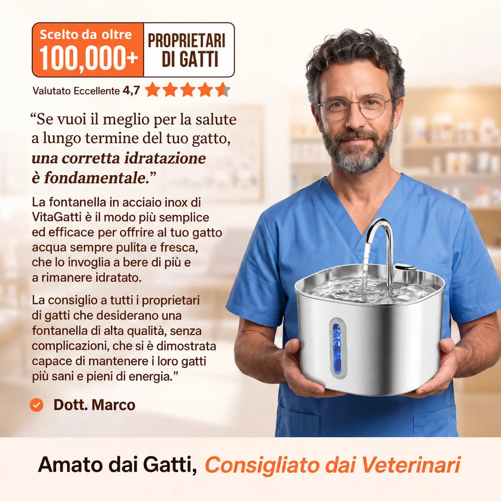 Fontanella VitaGatti In Acciaio Inox Di Grado Medicale